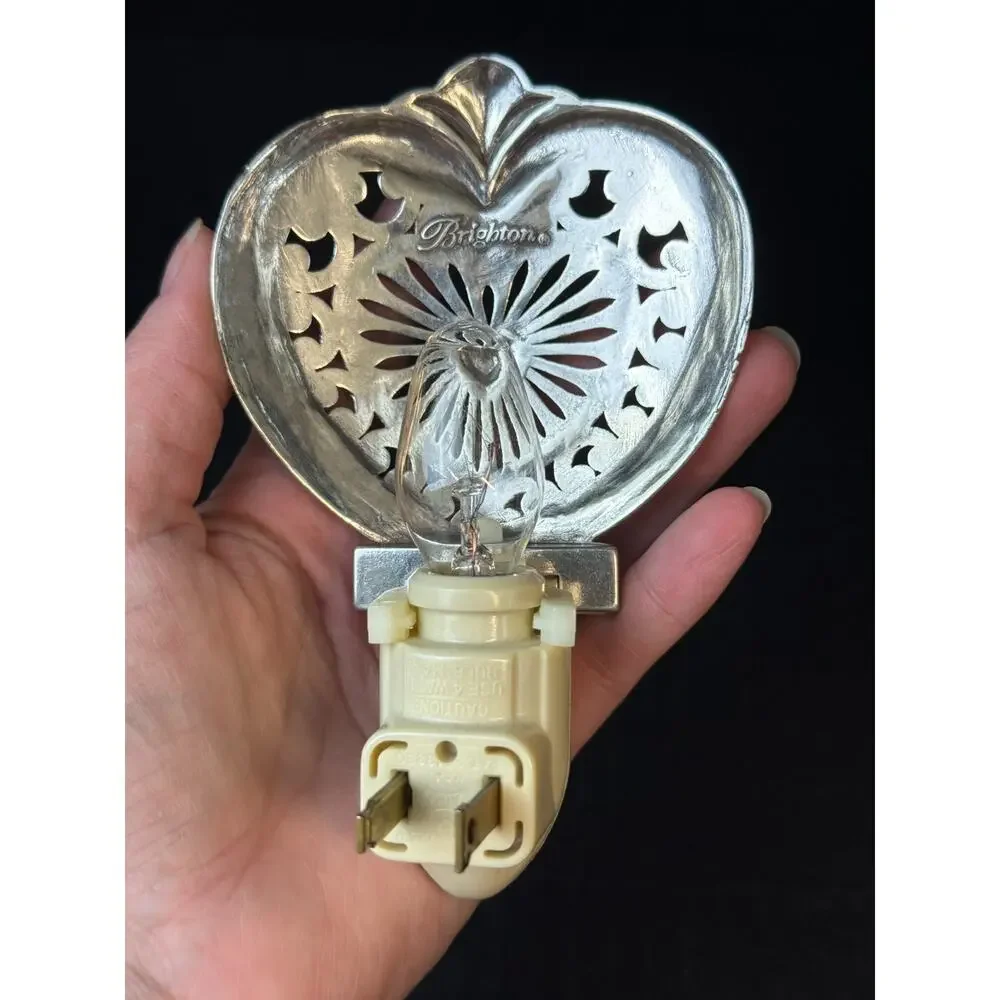 Brighton Heart Shape Nightlight Silver Plated Retired With Box